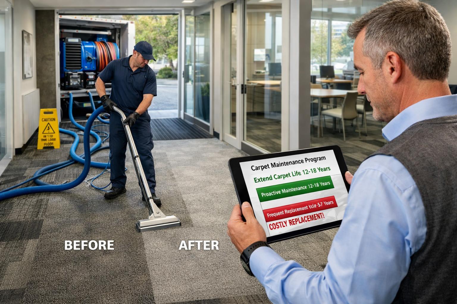 Commercial Carpet Maintenance: The Program Silicon Valley Properties Use to Triple Carpet Life